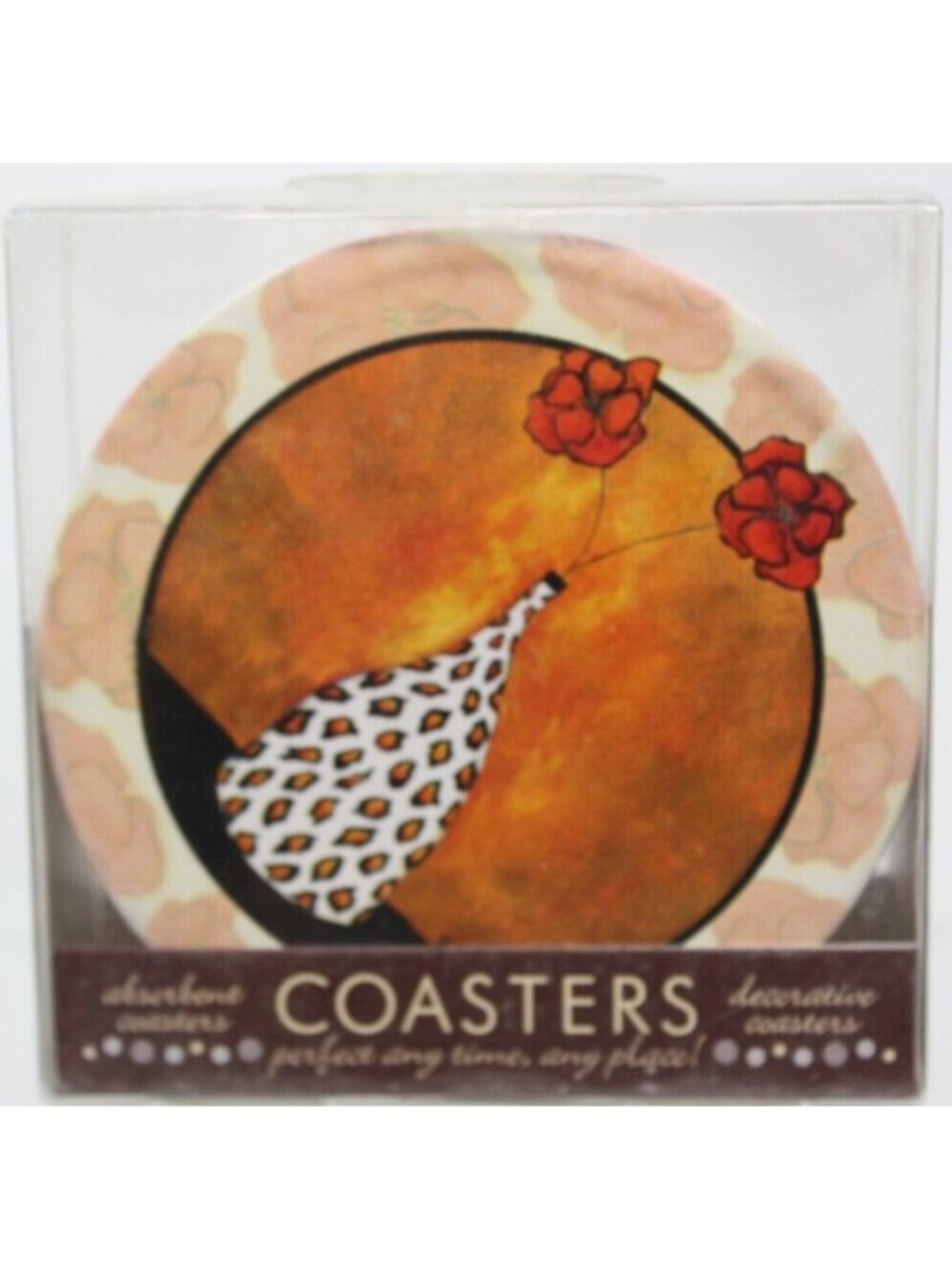 Thirstystone Coaster Set Of 4 Occasions Modernist Abstract Floral Vase NEW #WS-2